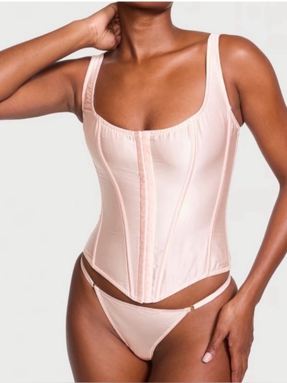 NWT Victoria’s Secret Pink Silk Laceup Corset Top - Size M-DD